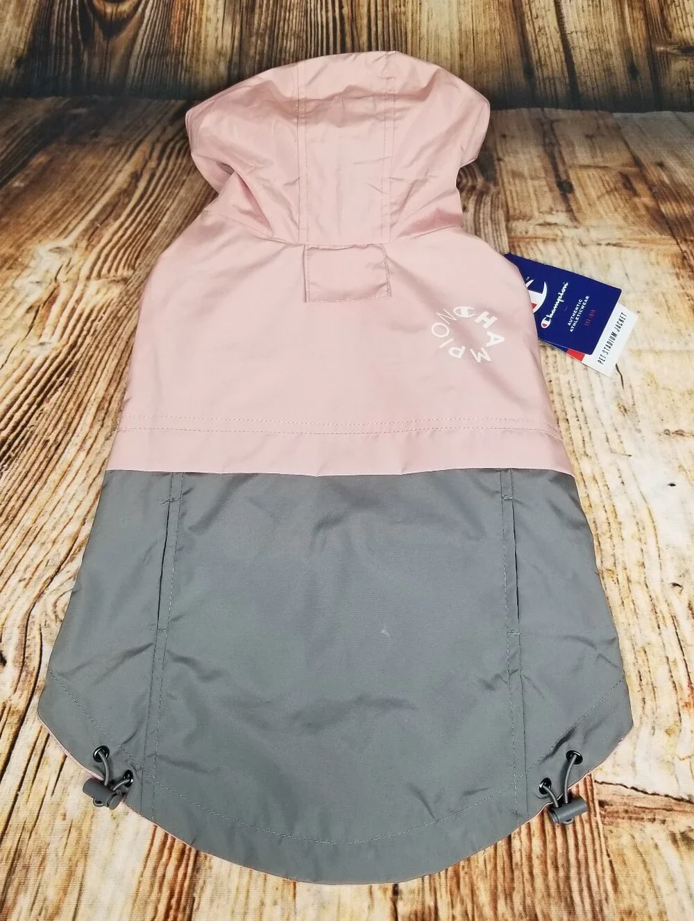 Champion NWT Pink & Gray Pet Stadium Jacket Dog Large Water Resistant Raincoat